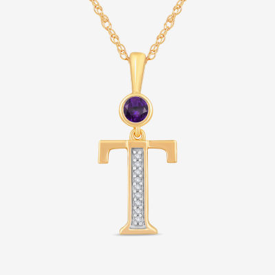 T Womens Genuine Purple Amethyst 14K Gold Over Silver 18 Inch Pendant Necklace