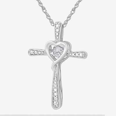 Love in Motion™ Lab-Created White Sapphire and Diamond-Accent Cross Pendant Necklace