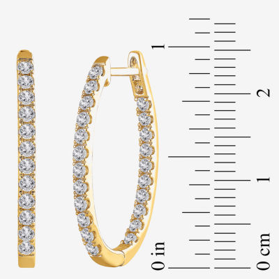 (H-I / I1) 1 CT. T.W. Lab Grown Diamond 10K or 14K White or Yellow Gold 25mm Hoop Earrings