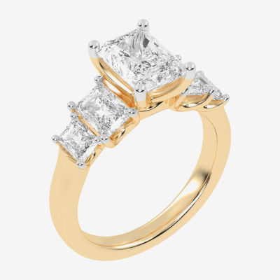 (G / Vs2-Si1) Womens 3 1/2 CT. T.W Lab Grown White Diamond 14K Gold 5-Stone Engagement Ring