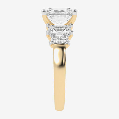 (G / Vs2-Si1) Womens 3 1/2 CT. T.W Lab Grown White Diamond 14K Gold 5-Stone Engagement Ring