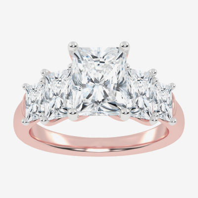 (G / Vs2-Si1) Womens 3 1/2 CT. T.W Lab Grown White Diamond 14K Gold 5-Stone Engagement Ring