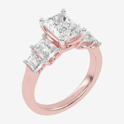 (G / Vs2-Si1) Womens 3 1/2 CT. T.W Lab Grown White Diamond 14K Rose Gold 5-Stone Engagement Ring