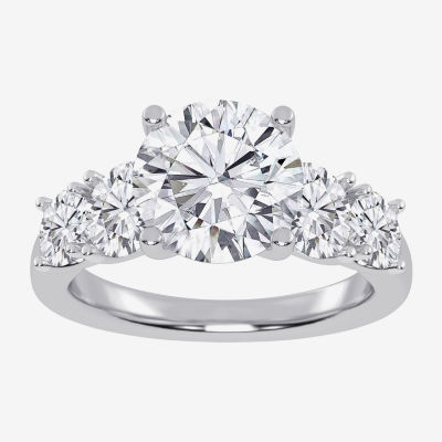 G / Vs2-Si1) Womens 3 1/2 CT. T.W Lab Grown White Diamond 14K Gold Round 5-Stone Engagement Ring