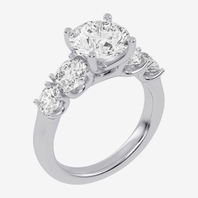 G / Vs2-Si1) Womens 3 1/2 CT. T.W Lab Grown White Diamond 14K Gold Round 5-Stone Engagement Ring