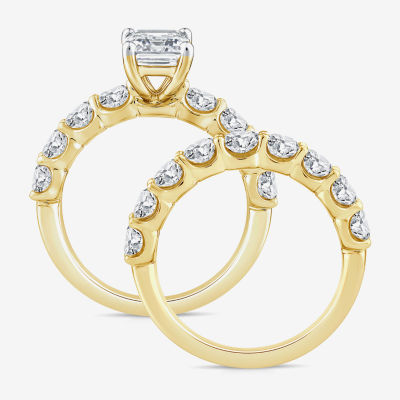 Signature By Modern Bride (G / Si1-Si2) Womens 4 CT. T.W. Lab Grown White Diamond 10K Gold Side Stone Bridal Set