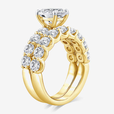 Signature By Modern Bride (G / Si1-Si2) Womens 4 CT. T.W. Lab Grown White Diamond 10K Gold Oval Side Stone Bridal Set