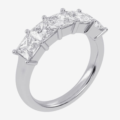 (G / Vs2-Si2) Womens 2 1/2 CT. T.W. Lab Grown White Diamond 14K White Gold 5-Stone Anniversary Band