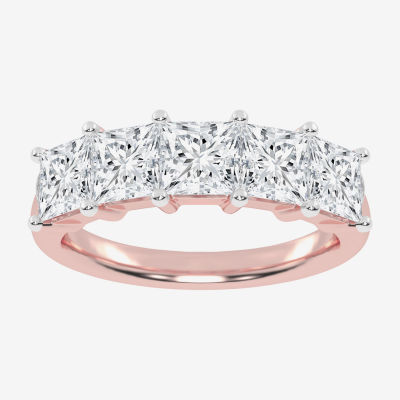 G / Vs2-Si2) 2 1/2 CT. T.W. Lab Grown White Diamond 14K Rose Gold 5-Stone Anniversary Band