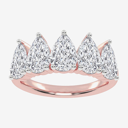 Modern Bride (g / Vs2-si2) Womens 2 1/2 Ct. T.w. Lab Grown White Diamond 14k White Gold 5-stone Anniversary Band In White