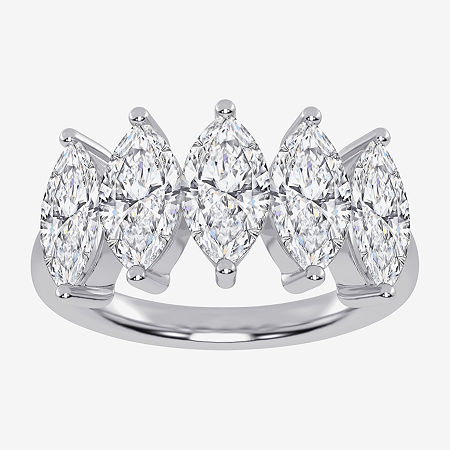 Modern Bride (g / Vs2-si2) Womens 2 1/2 Ct. T.w. Lab Grown White Diamond 14k White Gold 5-stone Anniversary Band In Metallic