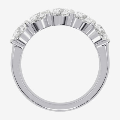 (G / Vs2-Si2) Womens 2 1/2 CT. T.W. Lab Grown White Diamond 14K White Gold 5-Stone Anniversary Band