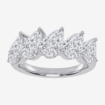 (G / Vs2-Si2) Womens 2 1/2 CT. T.W. Lab Grown White Diamond 14K White Gold 5-Stone Anniversary Band