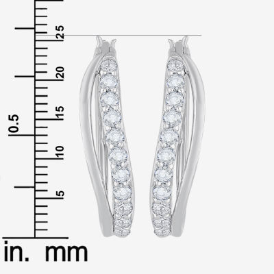 DiamonArt® White Cubic Zirconia Sterling Silver 24.4mm Hoop Earrings