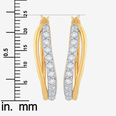 DiamonArt® White Cubic Zirconia 14K Gold Over Silver 24.4mm Hoop Earrings