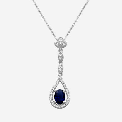 Womens Oval-cut Gemstone & 1/5 CT. Lab-grown Diamond 10K Gold Pendant Necklace