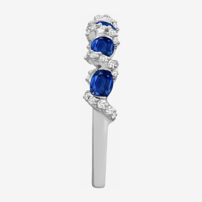 Womens Gemstone & 1/6 CT. T.W. Natural Diamond 10K Gold Oval Band
