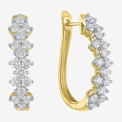 (G-H / Si2 I1) Womens 2 CT. T.W. Lab Grown White Diamond 10K Gold 24.5mm Hoop Earrings