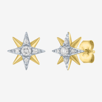 Starburst (Gh / Si2 I1) 1/6 CT. T.W. Lab Grown White Diamond 10K Gold 10.3mm Star Stud Earrings