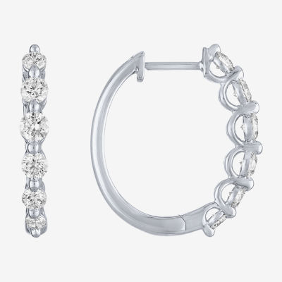 (G-H/Si2-I1) Womens 1 CT. T.W. Lab Grown White Diamond 10K White Gold 19.7mm Hoop Earrings