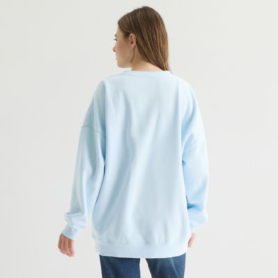 Womens Juniors Crew Neck Long Sleeve Embroidered Cinderella Princess Sweatshirt