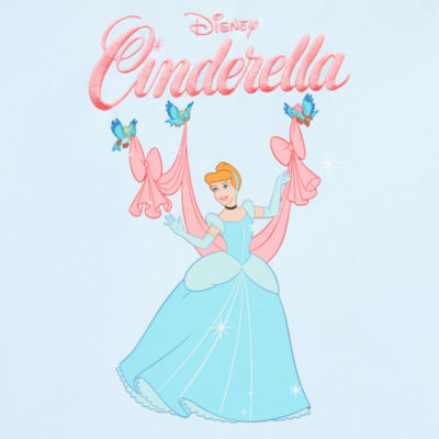 Womens Juniors Crew Neck Long Sleeve Embroidered Cinderella Princess Sweatshirt