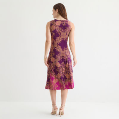 Danny & Nicole Womens Bordered Midi Jacket Dress