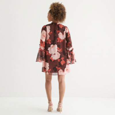 Clover And Sloane Womens Long Sleeve Floral Shift Dress, Color