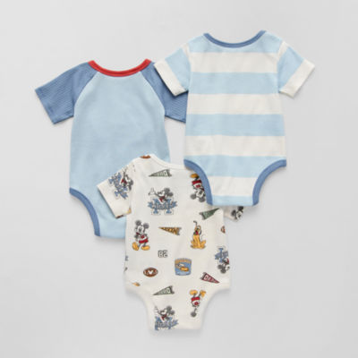 Disney Baby Boys Mickey Mouse Crew Neck Short Sleeve 3-pc. Bodysuit