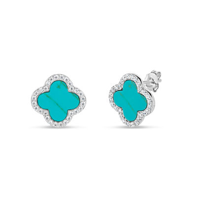 Simulated Turquoise Sterling Silver Stud Earrings