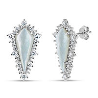 White Mother Of Pearl Sterling Silver 21mm Curved Stud Earrings, One Size