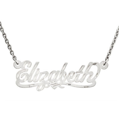 Personalized 13x35mm Diamond-Cut Scroll Name Necklace-JCPenney