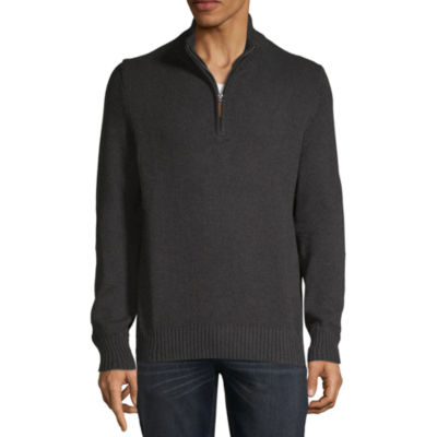 St. John s Bay Quarter Zip Mens Mock Neck Long Sleeve Pullover