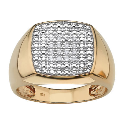 Mens 1/10 CT. T.W. Mined White Diamond 18K Gold Over Silver Fashion Ring JCPenney