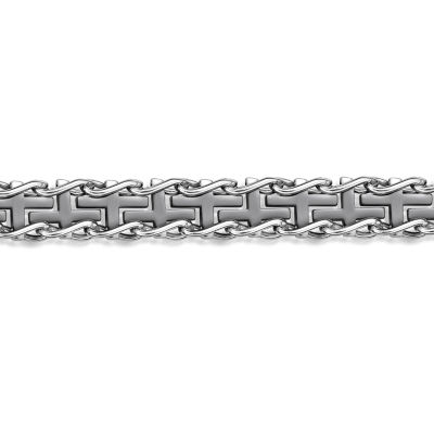 Mens Stainless Steel and Black Ion Plated Cross Link Bracelet