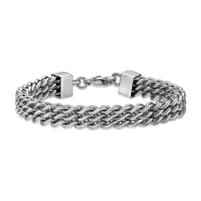 Mens Stainless Steel Multi-Row Chain Bracelet