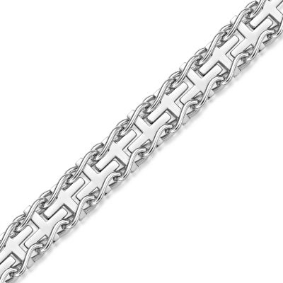 Mens Stainless Cross Link Bracelet