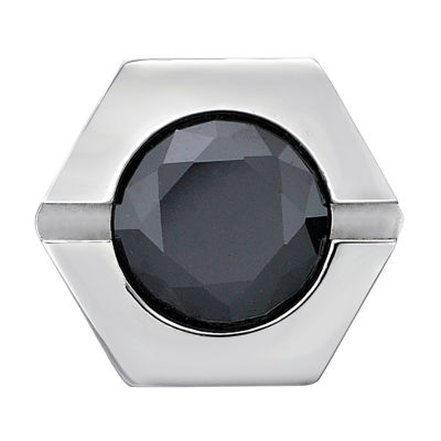 Mens Black and White Cubic Zirconia Stainless Steel Stud Earring