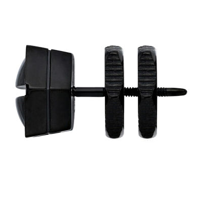 Mens Stainless Steel & Black IP Stud Earring