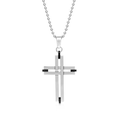 Mens Stainless Steel Cross Pendant Necklace