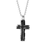 Mens Antique Finish Stainless Steel Cross Pendant Necklace