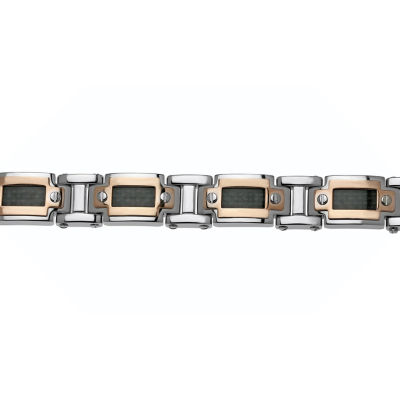 Mens Stainless Steel & Rose-Tone IP Link Bracelet