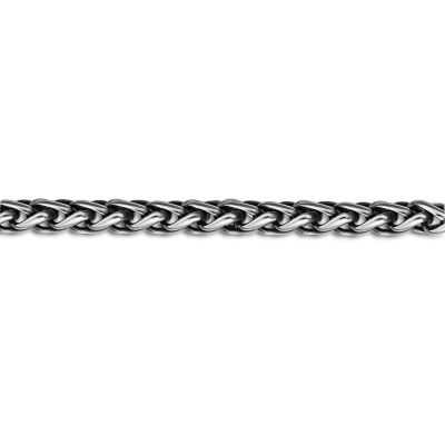 Mens Stainless Steel & Black IP 9" 8mm Wheat Bracelet