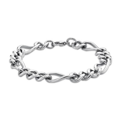 Mens Stainless Steel 9" 11mm Figaro Bracelet