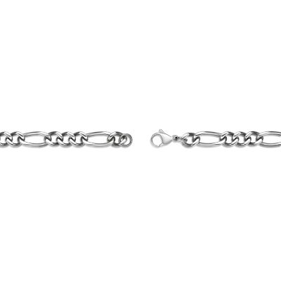 Mens Stainless Steel 9" 11mm Figaro Bracelet