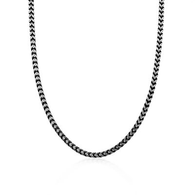 Mens Antiqued Stainless Steel 22" 5mm Foxtail Chain