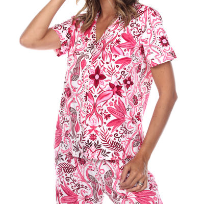 White Mark Womens Short Sleeve 2-pc. Pajama Sets