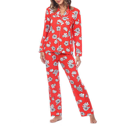  White Mark Womens Long Sleeve 2-pc. Pant Pajama Set