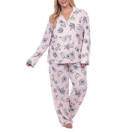  White Mark Womens Plus Long Sleeve 2-pc. Pant Pajama Set