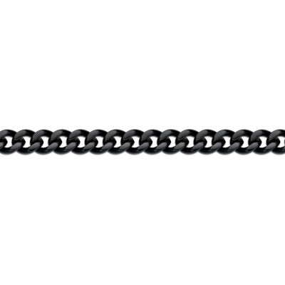 Mens Stainless Steel & Black IP 22" 12mm Curb Chain